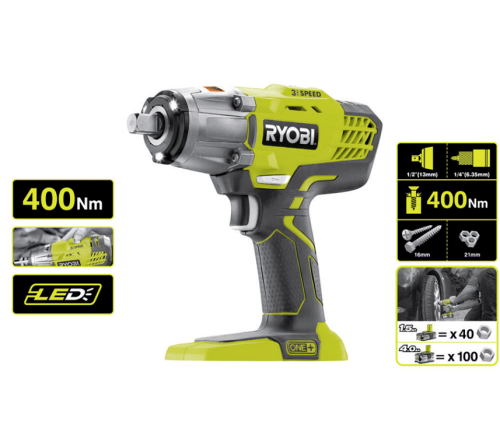 Аккумуляторный ударный гайковерт Ryobi ONE+ R18iW3-0