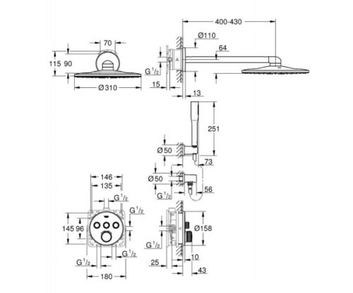 Душова система Grohe Rainshower 310 SmartActive (34705000)