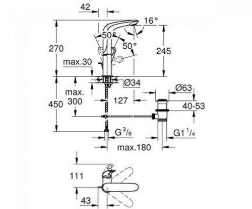 Смеситель для умывальника Grohe Eurostyle 23569LS3