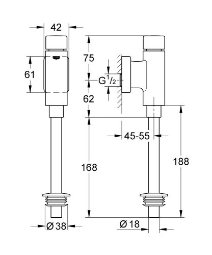 Змивний пристрій для пісуара Grohe Rondo 37342000