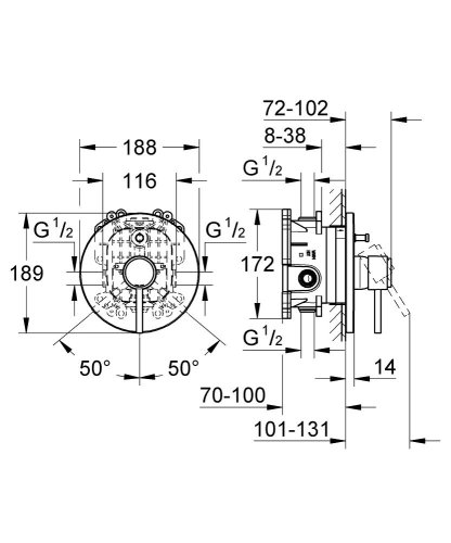 Змішувач прихованого монтажу Grohe Atrio 19459001