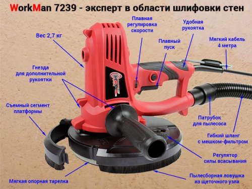Шлифмашина для стен Workman R7239B