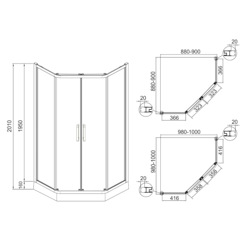 Душова кабіна Eger Iris 90x90 599-142