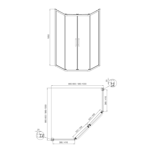 Душова кабіна Eger Iris 100x100 599-143