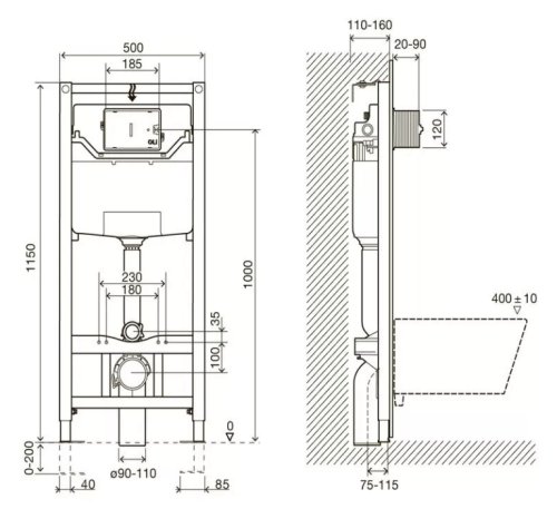 Унитаз + Инсталляция Volle Teo Black 13-88-422black+i8122B