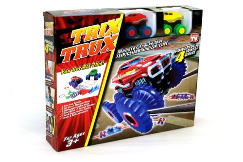 Машинки на бат. Trix Trux набір 2 машинки з трасою (червоний + жовтий)