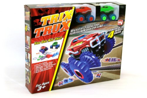 Машинки на бат. Trix Trux набор 2 машинки с трассой (красный+зеленый)