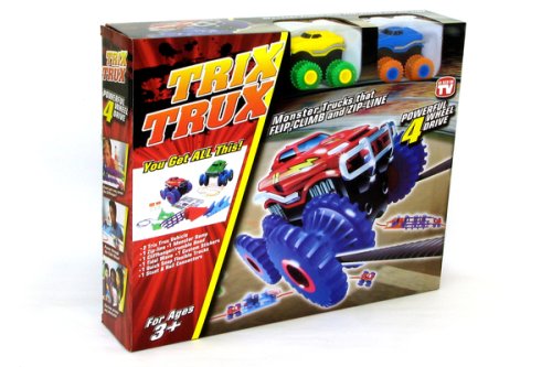 Машинки на бат. Trix Trux набор 2 машинки с трассой (синий+желтый)