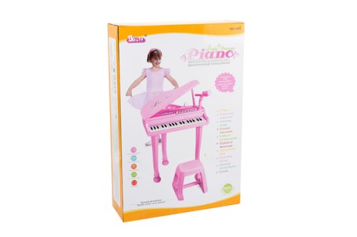 Детское пианино синтезатор Baoli "Маленький музыкант" с микрофоном и стульчиком 37 клавиш (розовый)