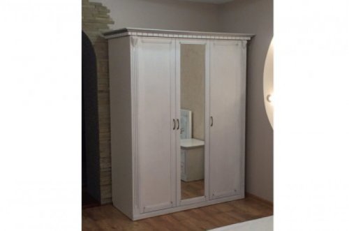 Шкаф МИКС-мебель Freedom 3Д с зеркалом слоновая кость+золото