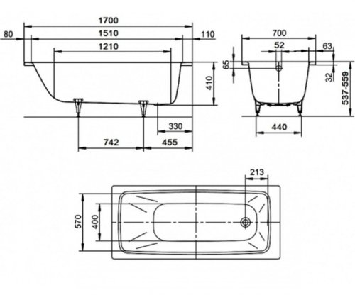 Ванна Kaldewei Cayono 749 170x70 274900010001