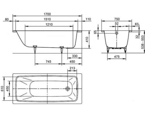 Ванна Kaldewei Cayono 750 170x75 +275000010001