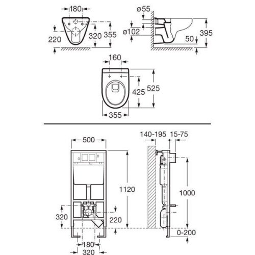 Набор инсталляция Roca с унитазом Jika Dino A34667WM