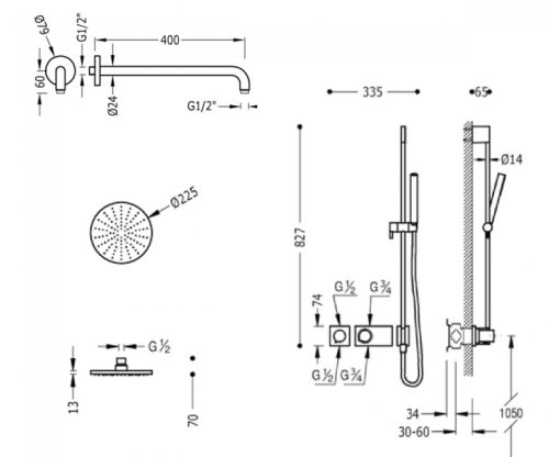 Душевая система Tres Block System 202913