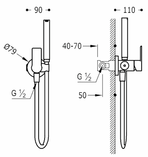 Смеситель + гигиенический душ Tres Loft 20522301NM
