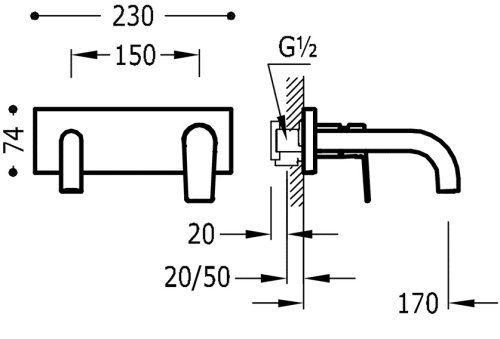 Смеситель скрытого монтажа Tres Project 21120001NM