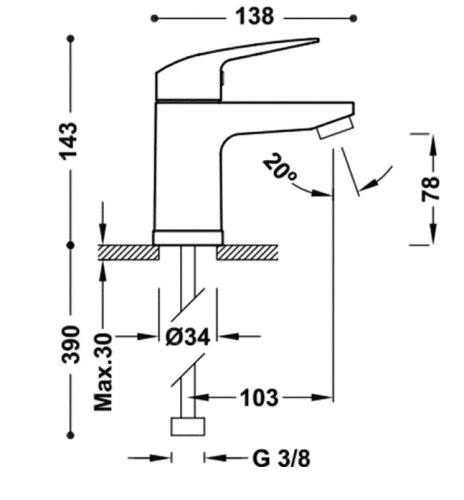 Змішувач для умивальника Tres Base Plus 21610301