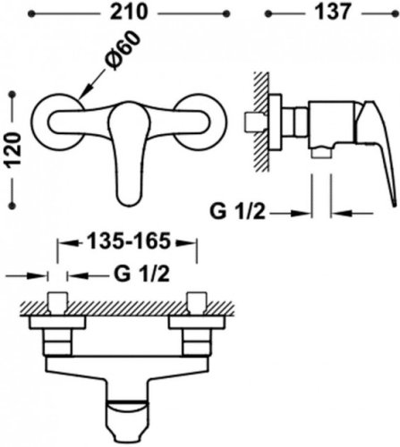 Змішувач для душу Tres Base Plus 21616701