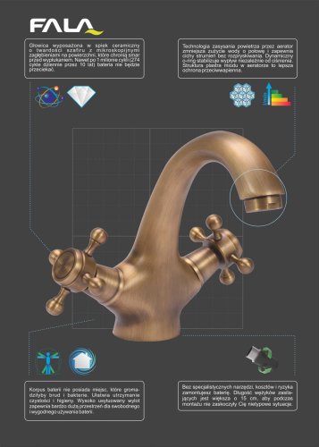 Смеситель для умывальника FALA RETRO BRONZE 1 75827