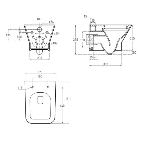 Унитаз с инсталляцией VOLLE Aiva Rimless 13-68-526+201010