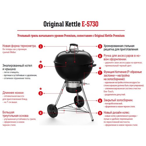 Гриль вугільний Weber Original Kettle E-5730 57см 14201004