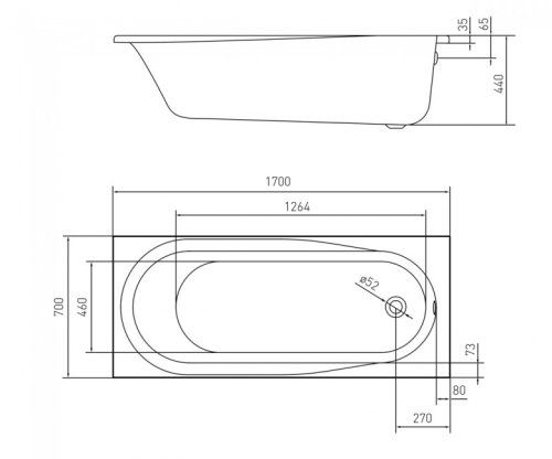Ванна Volle Aiva 170x70 TS-1776844