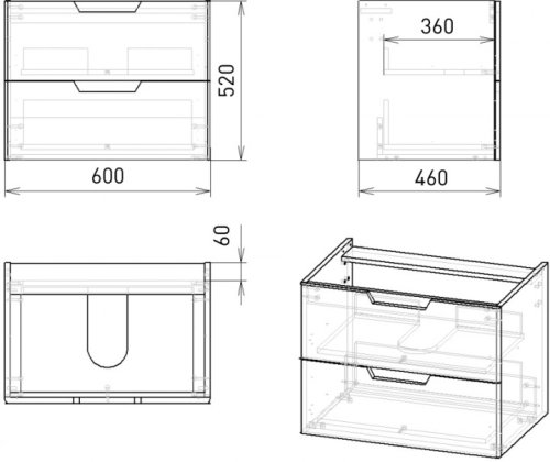 Тумба с умывальником Volle Libra 60 15-41-61