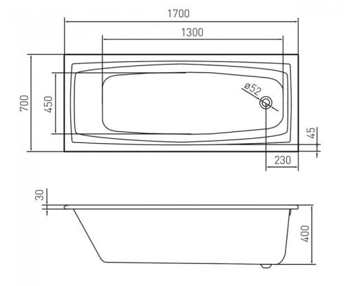 Ванна Volle Solar 170x70 TS-1779340