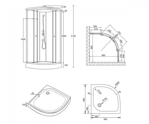 Душовий бокс Q-tap SB9090.1 SAT Black / Grey (QTSB90901SATBG)
