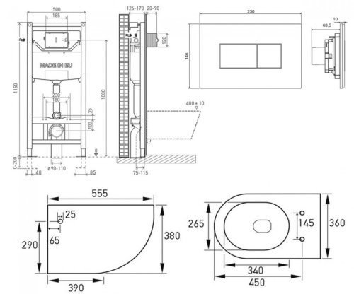 Унитаз с инсталляцией VOLLE Amadeus Rimless 13-06R-055+201010+221515