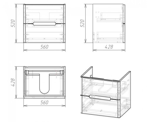 Тумба с умывальником VOLLE Puerta 15-16-60