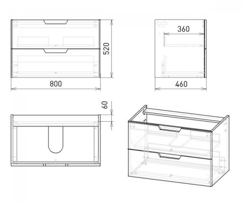 Тумба с умывальником VOLLE Libra 15-41-81