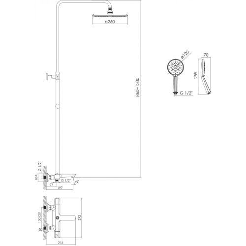 Душевая система Imprese Centrum T-15415