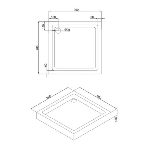 Піддон Imprese 90x90 TRS9090