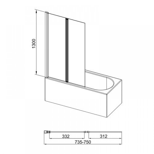 Штора на ванну Q-tap Gemini CRM407513RP Pear (GEMCRM407513RP)