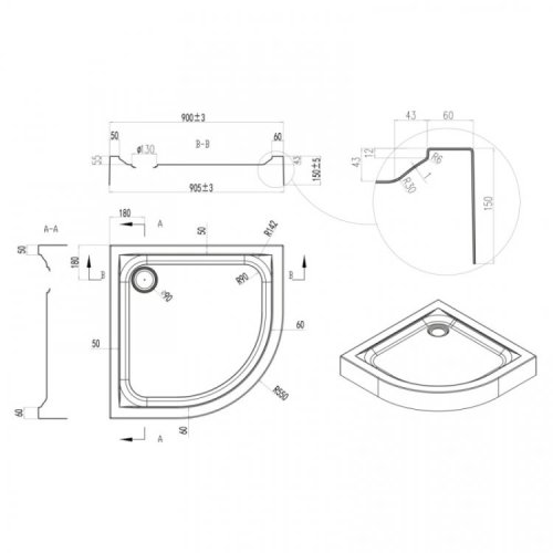 Душевой поддон Q-tap Uniarc 309915 (UNIA309915)