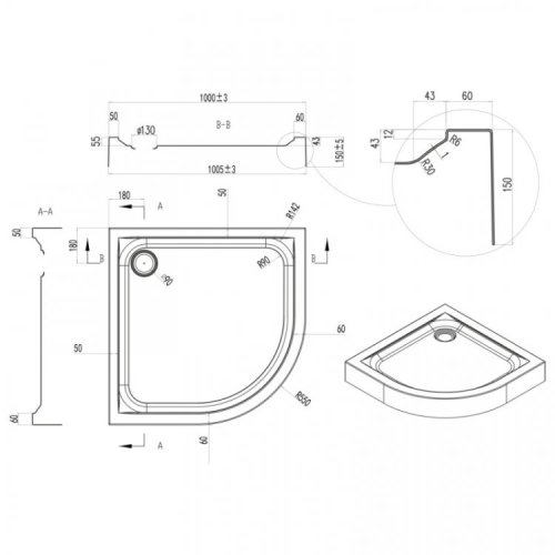 Душевой поддон Q-tap Uniarc 301115 (UNIA301115)