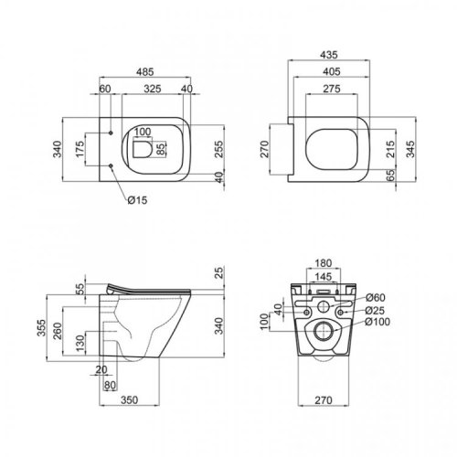 Унітаз підвісний Q-tap Tern BLA 1052 безободковий (QTTERNBLA1052)