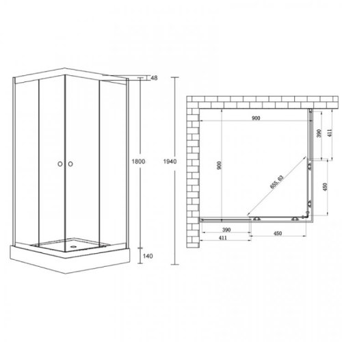 Душевая кабина Lidz Wiezak SC90x90.SAT.LOW.L Linie (LWKSC9090SATLOWL)