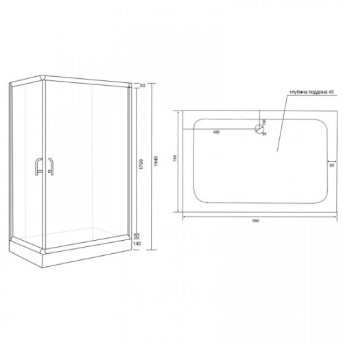 Душевая кабина Lidz Wawel SC100x80.SAT.LOW.FR Frost (LWASC10080SATLOWFR)