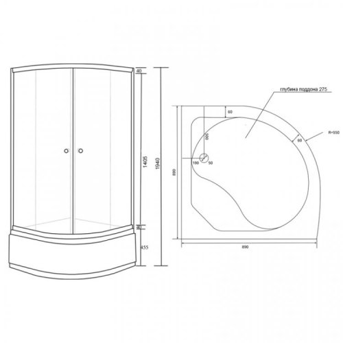 Душова кабіна Lidz Latwa SC90x90.SAT.HIGH.GR (LLSC9090SATHIGHGR)