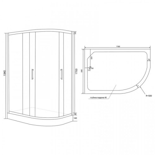 Душова кабіна Lidz Latwa SC120x85.SAT.LOW.FR Frost (LLSC12085SATLOWFRL)