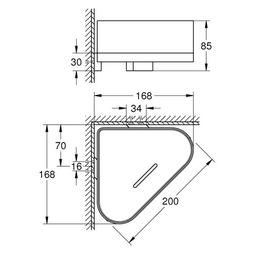 Поличка для душа, кутова, з власником Grohe Selection 41038000