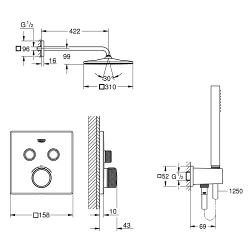 Душевая система Grohe GRT SmartControl Cube 26405SC1