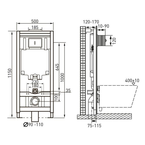 Інсталяція Volle Master Neo + унітаз підвісний VIRGO Rimless з сидінням Slim slow-closing