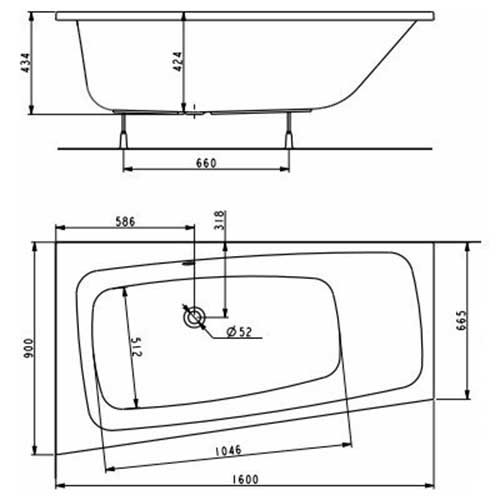 Ванна Kolo Split 160x90 L XWA1661000