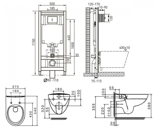 Унітаз з інсталяцією Roca Victoria Rimless A34H398000 + 141515