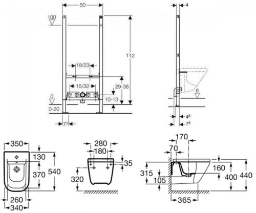 Биде с инсталляцией Roca Gap A357476000+111.534.00.1