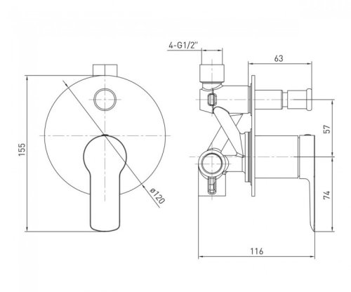 Смеситель скрытого монтажа Volle Libra 15202200