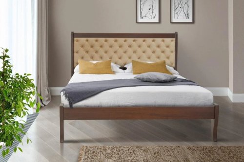 Ліжко двоспальне МІКС-меблі Монтана 160x200 темний горіх / Беатрис 03